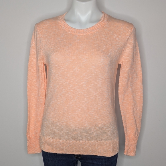J Crew Factory Orange Peach Lightweight Sheer Crew Neck Sweater XXS - Picture 1 of 7